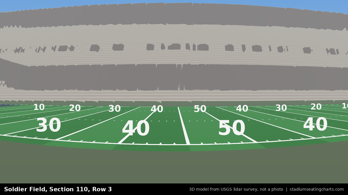 View from Soldier Field Section 110, Row 3, looking toward the field