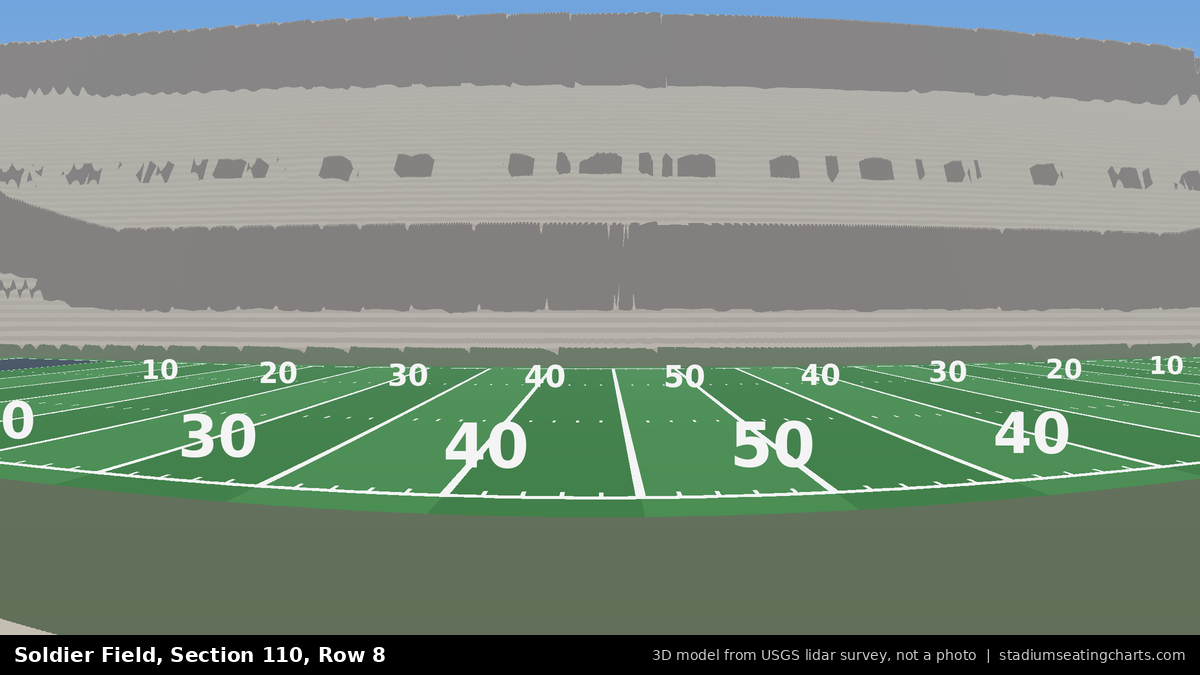 View from Soldier Field Section 110, Row 8, looking toward the field