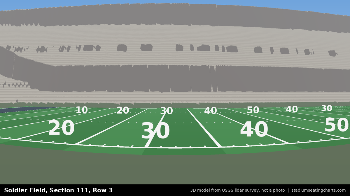 View from Soldier Field Section 111, Row 3, looking toward the field