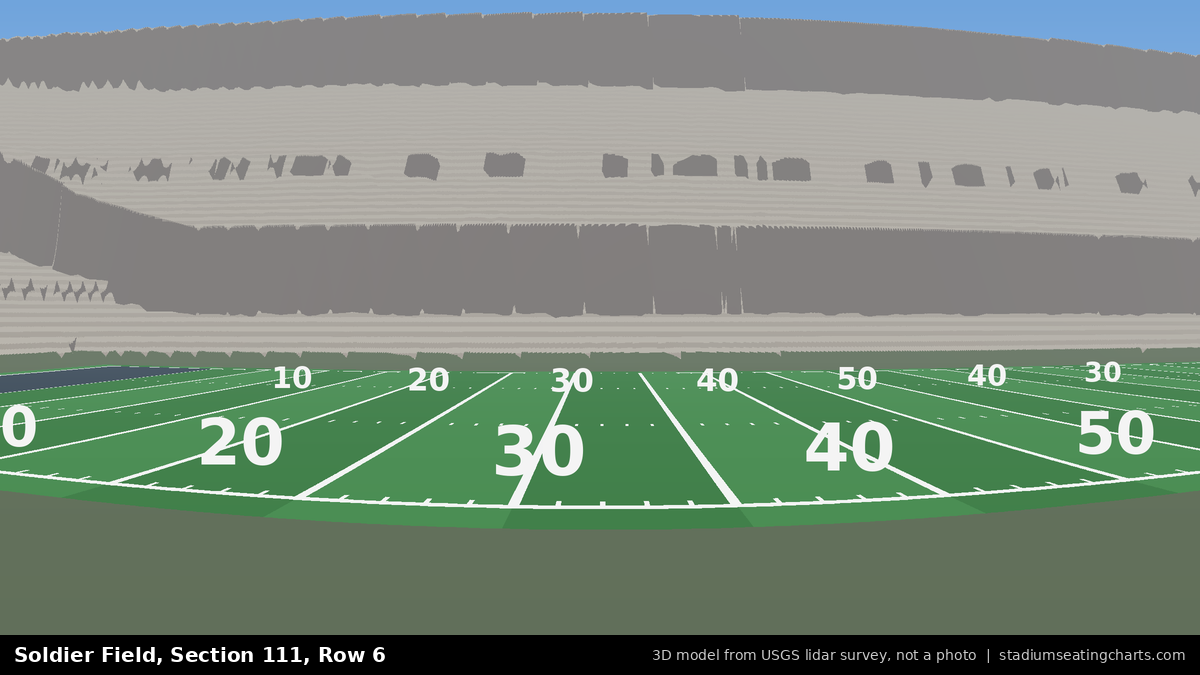 View from Soldier Field Section 111, Row 6, looking toward the field