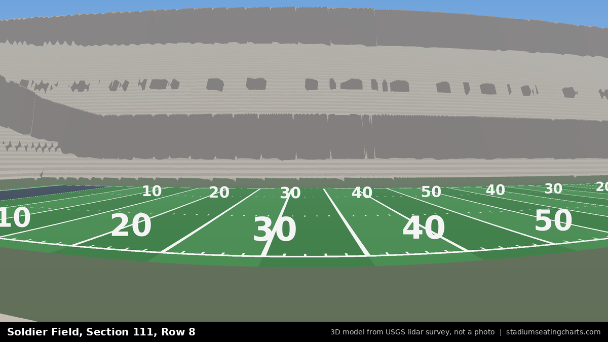 View from Soldier Field Section 111, Row 8, looking toward the field