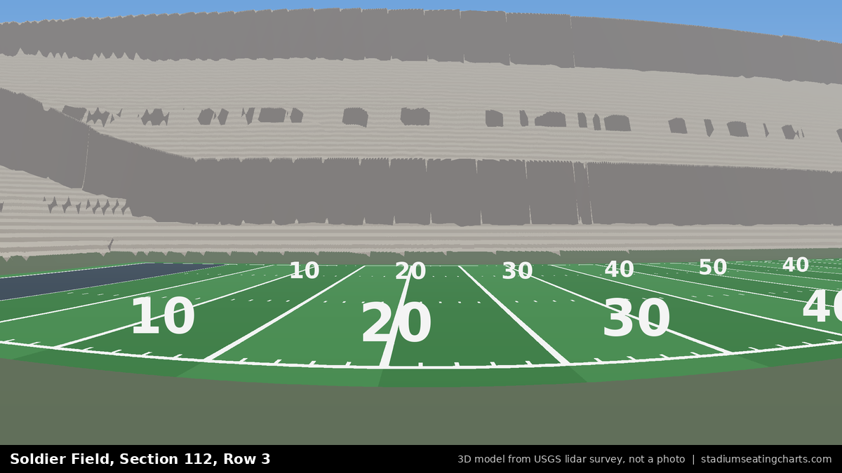 View from Soldier Field Section 112, Row 3, looking toward the field