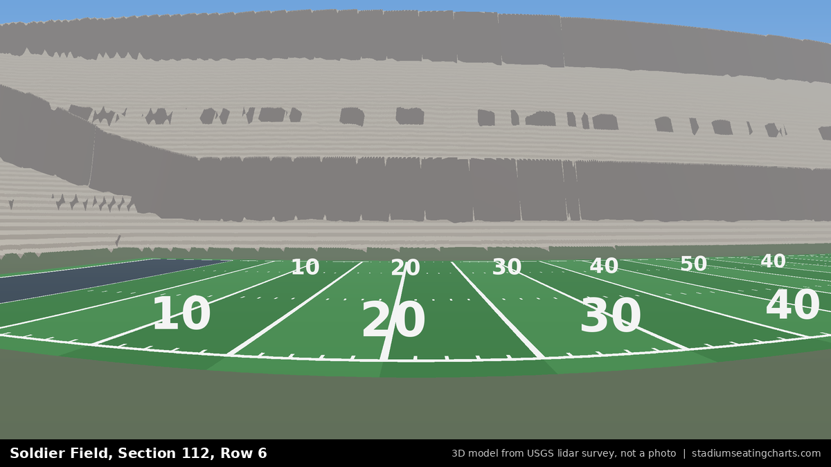 View from Soldier Field Section 112, Row 6, looking toward the field