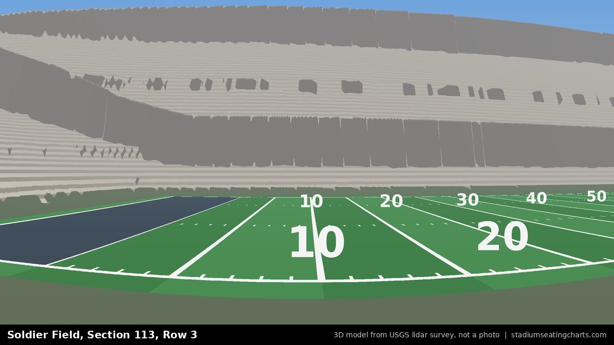 View from Soldier Field Section 113, Row 3, looking toward the field