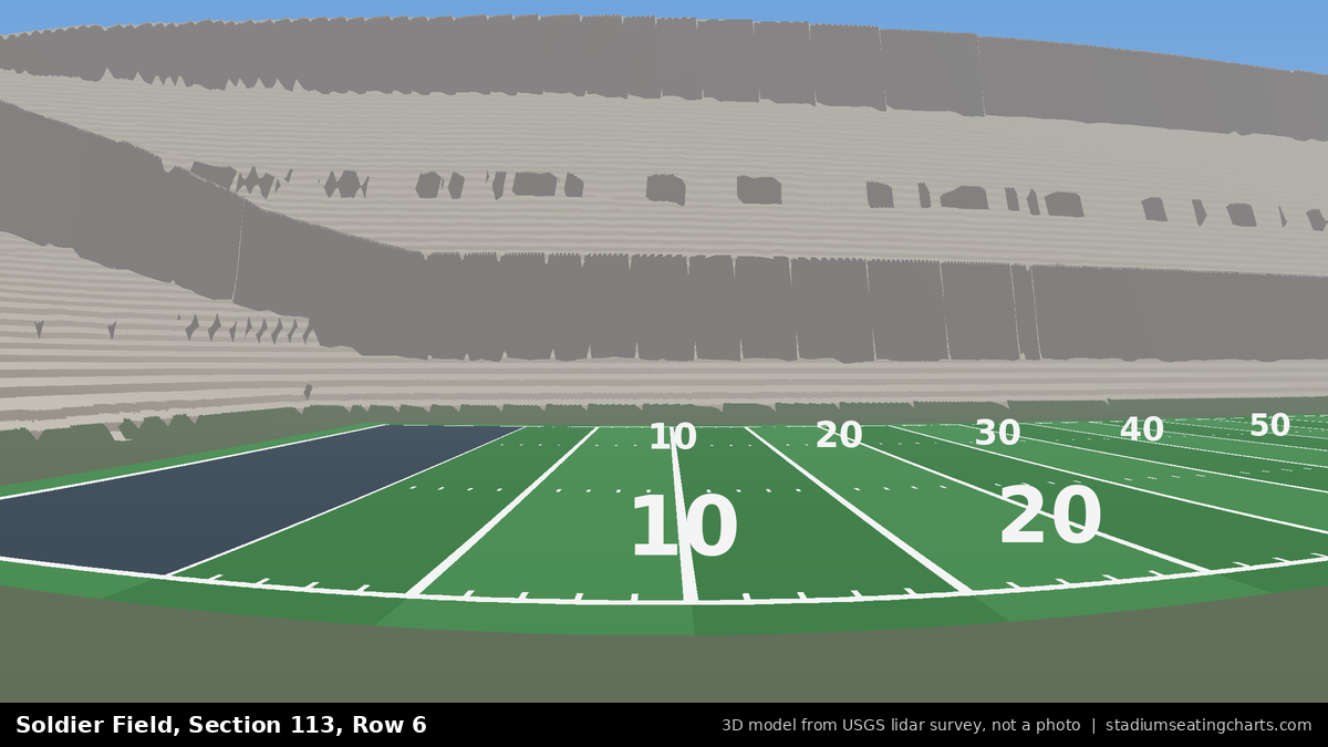 View from Soldier Field Section 113, Row 6, looking toward the field