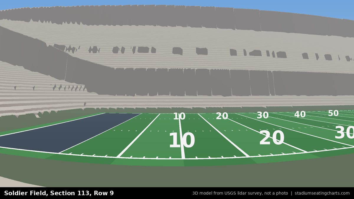 View from Soldier Field Section 113, Row 9, looking toward the field