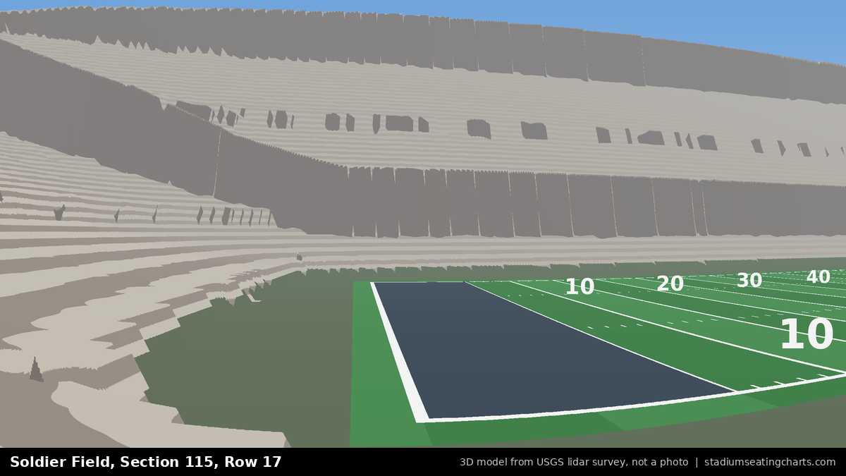View from Soldier Field Section 115, Row 17, looking toward the field
