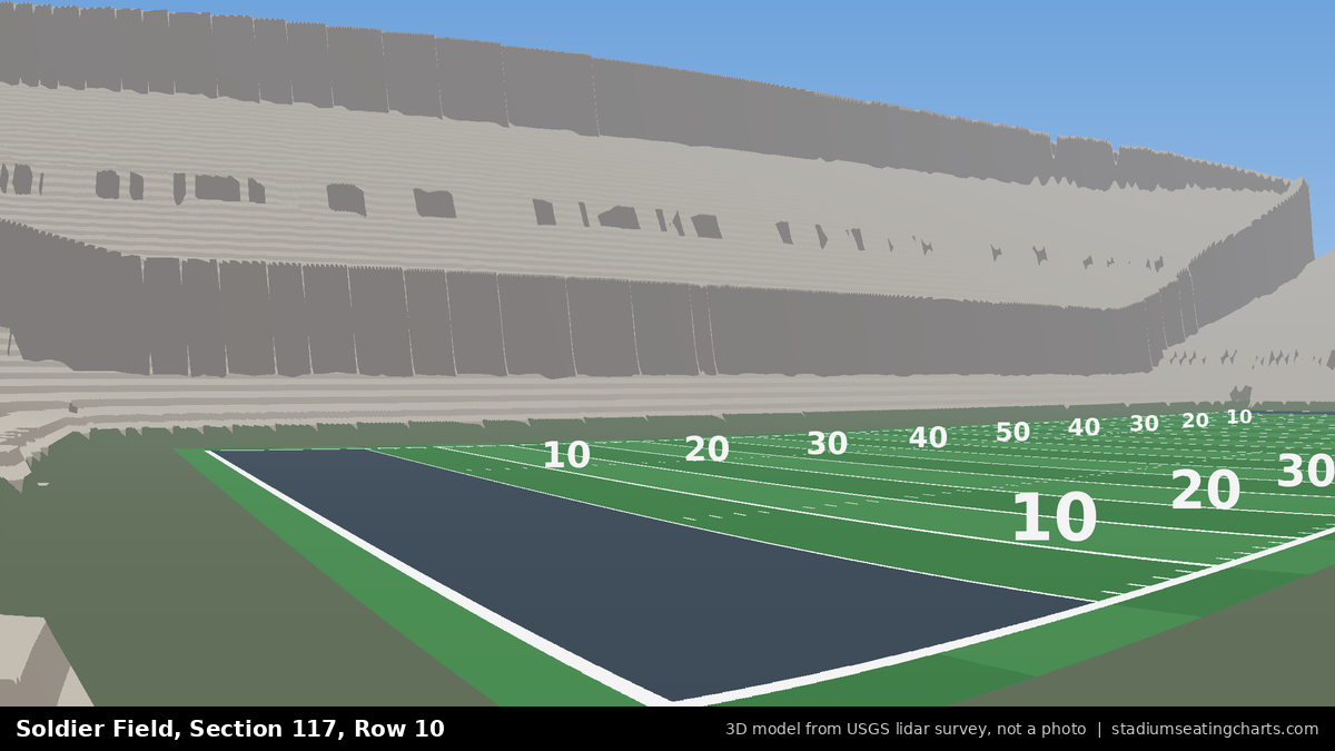 View from Soldier Field Section 117, Row 10, looking toward the field