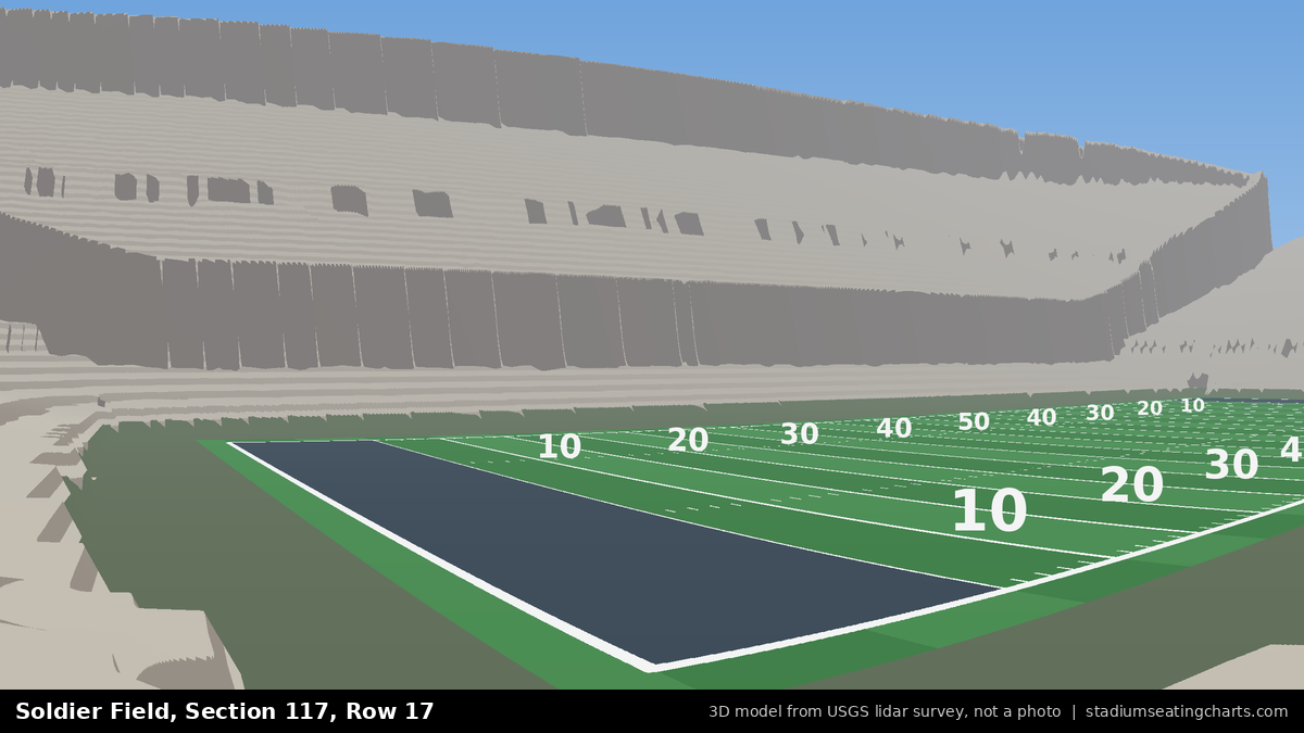 View from Soldier Field Section 117, Row 17, looking toward the field