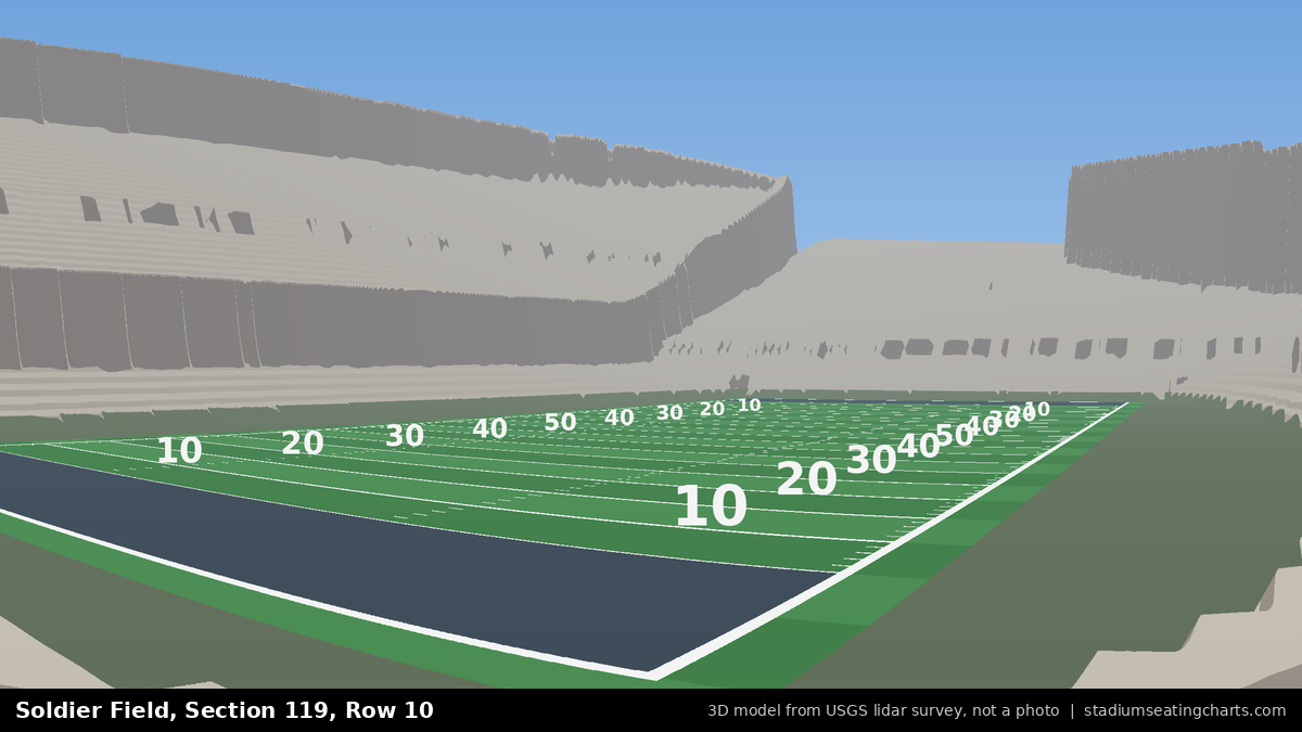 View from Soldier Field Section 119, Row 10, looking toward the field