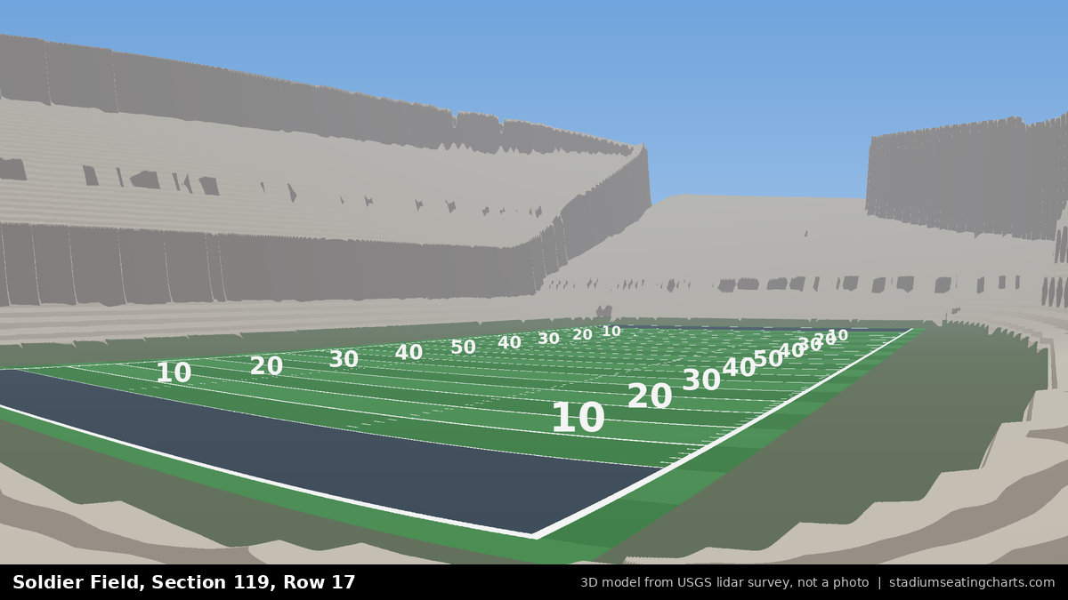 View from Soldier Field Section 119, Row 17, looking toward the field