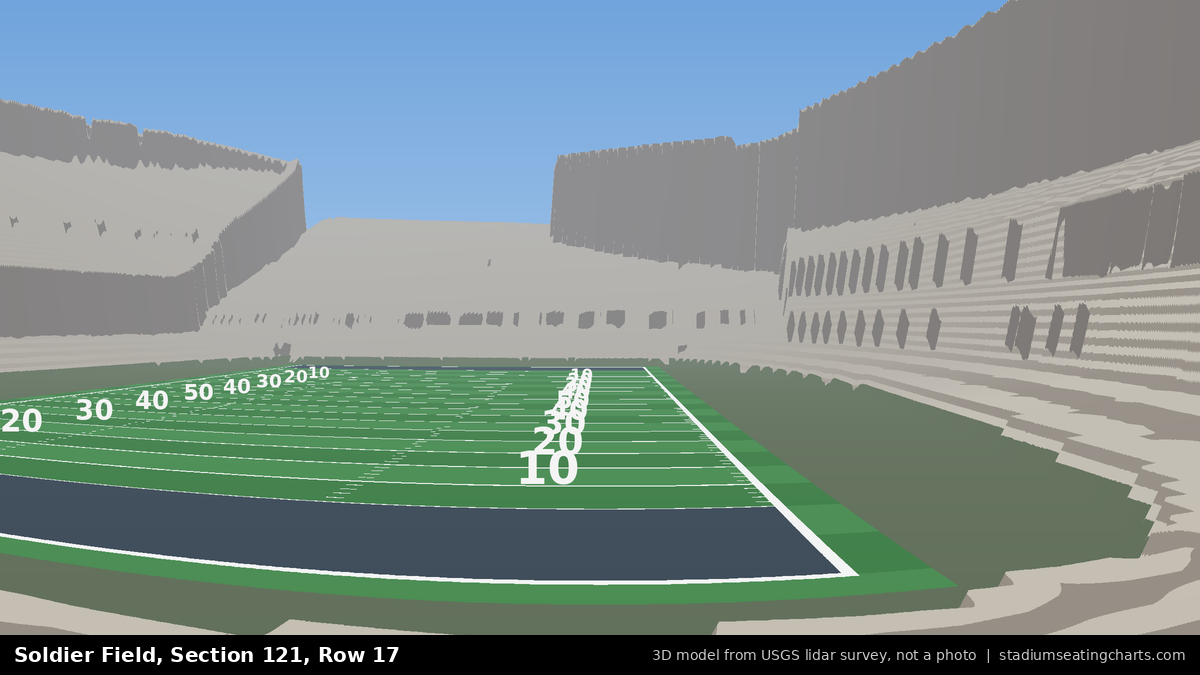 View from Soldier Field Section 121, Row 17, looking toward the field
