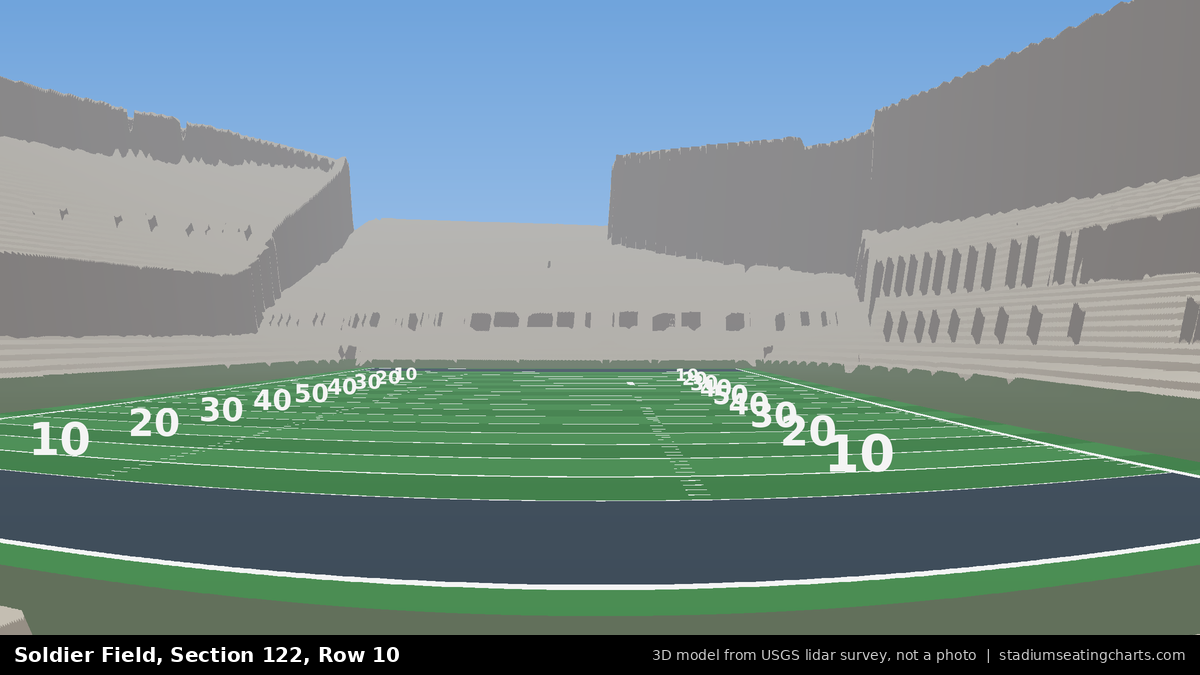 View from Soldier Field Section 122, Row 10, looking toward the field
