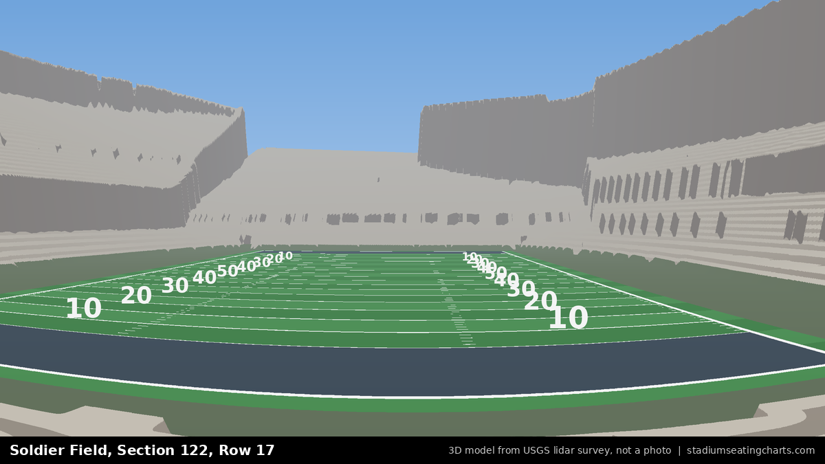 View from Soldier Field Section 122, Row 17, looking toward the field
