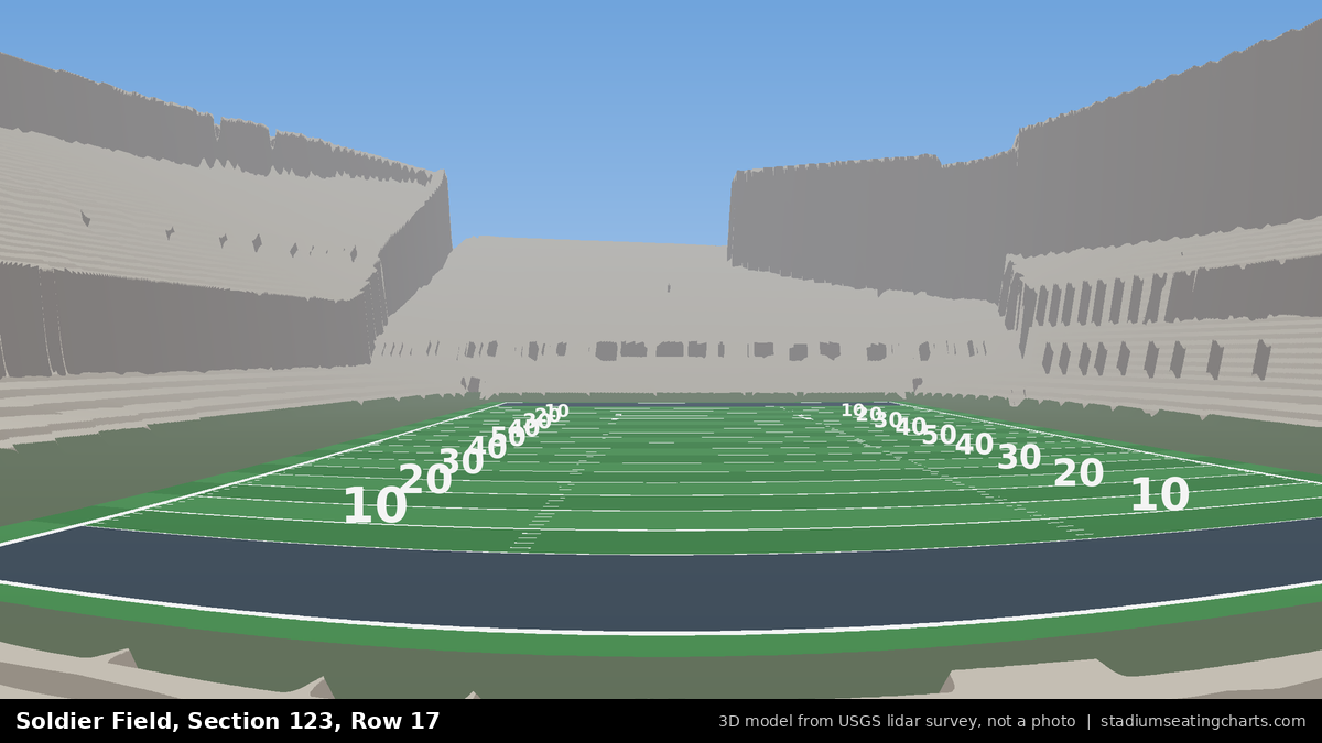View from Soldier Field Section 123, Row 17, looking toward the field