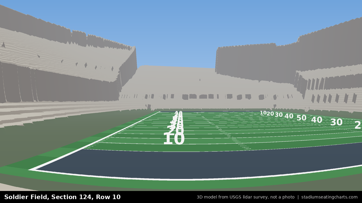 View from Soldier Field Section 124, Row 10, looking toward the field