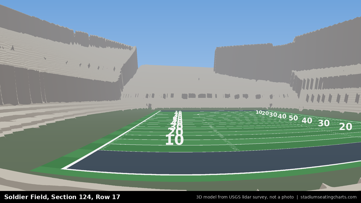View from Soldier Field Section 124, Row 17, looking toward the field