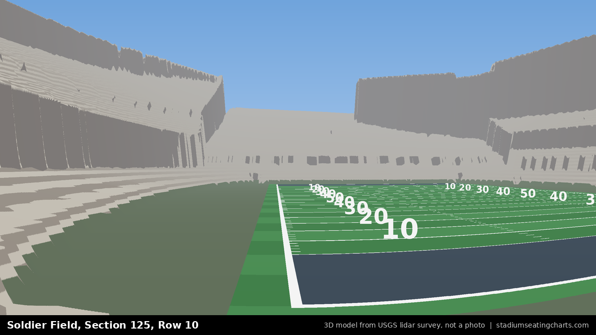 View from Soldier Field Section 125, Row 10, looking toward the field