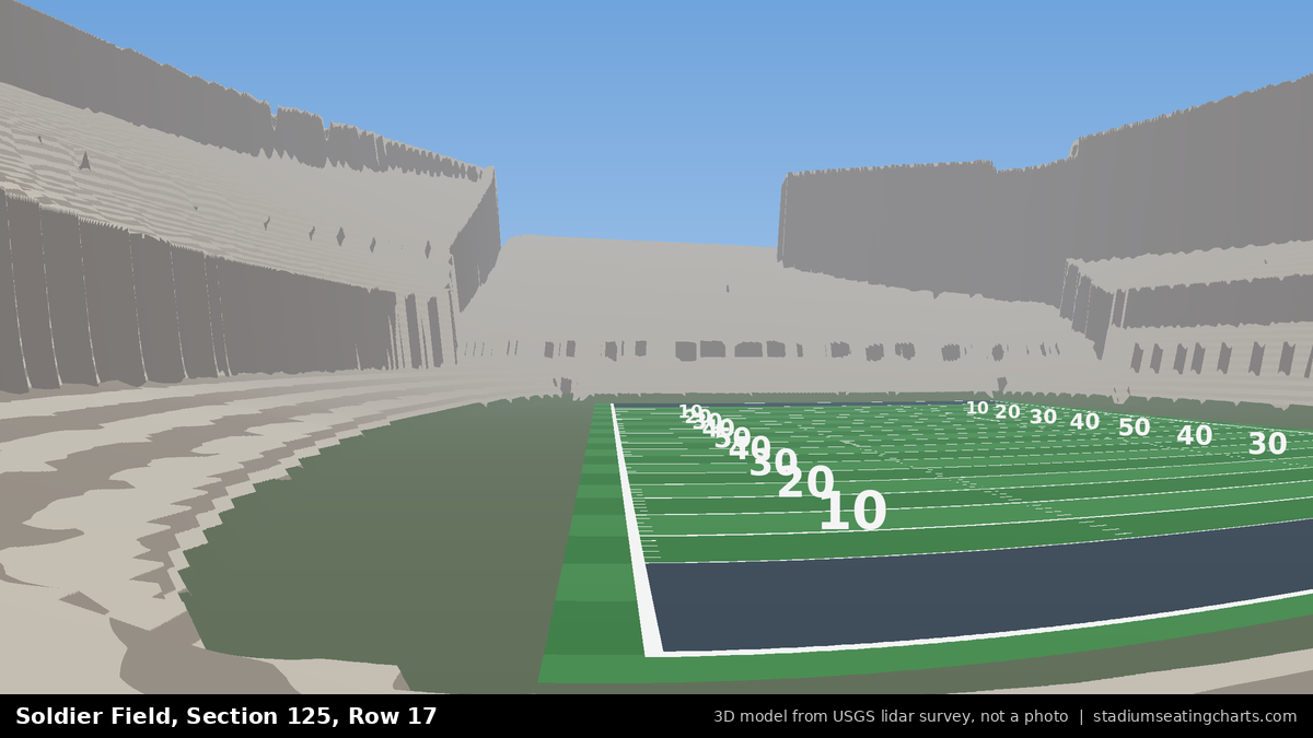 View from Soldier Field Section 125, Row 17, looking toward the field