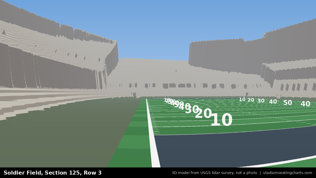 View from Soldier Field Section 125, Row 3, looking toward the field