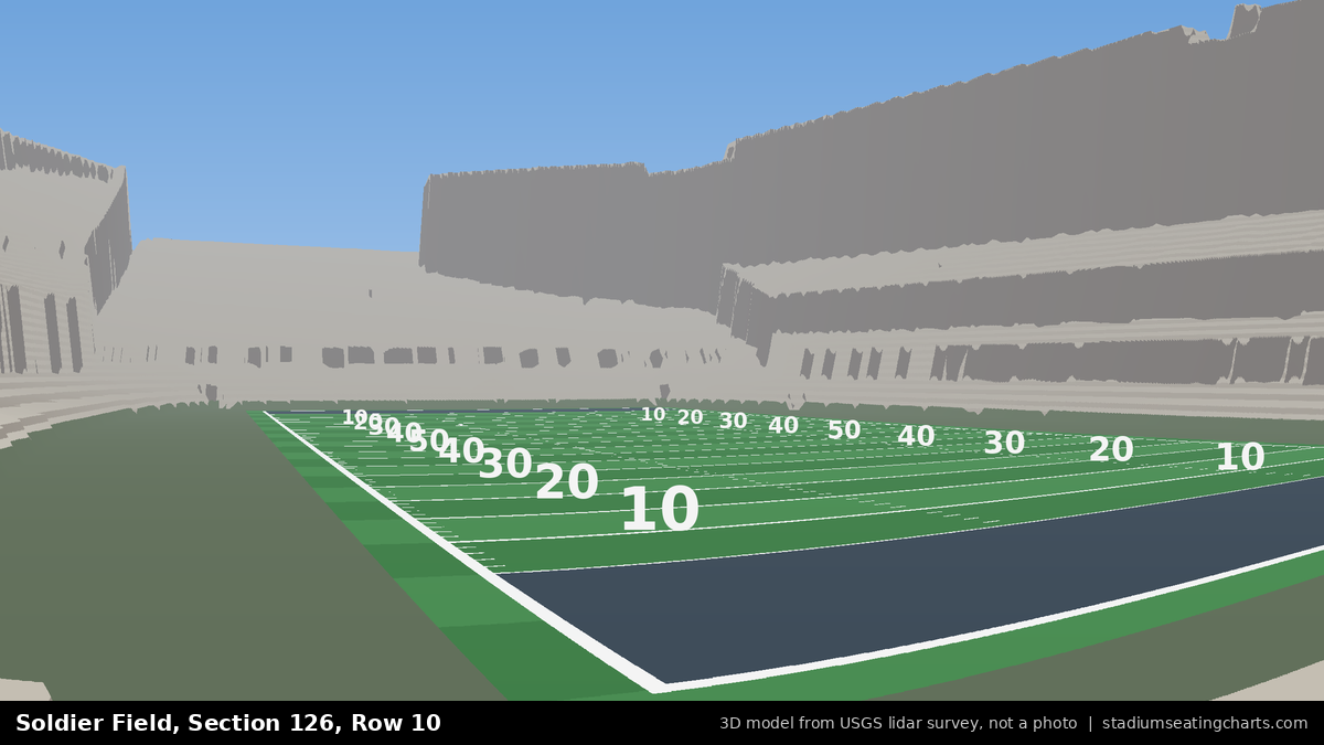 View from Soldier Field Section 126, Row 10, looking toward the field
