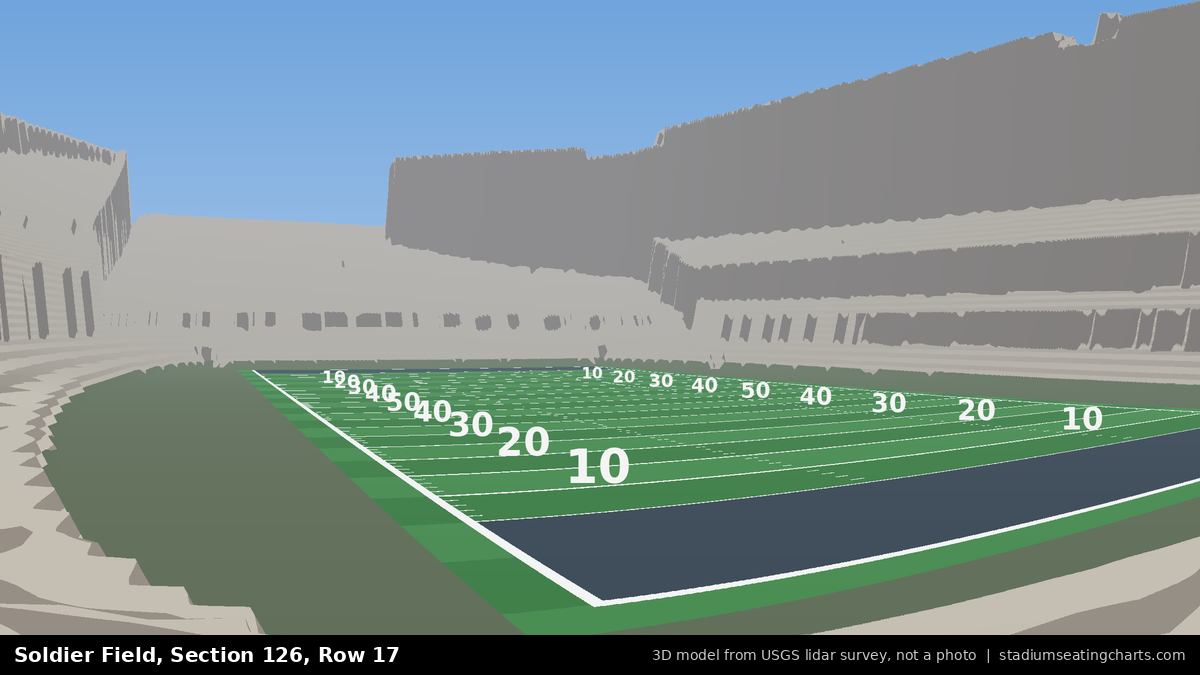 View from Soldier Field Section 126, Row 17, looking toward the field
