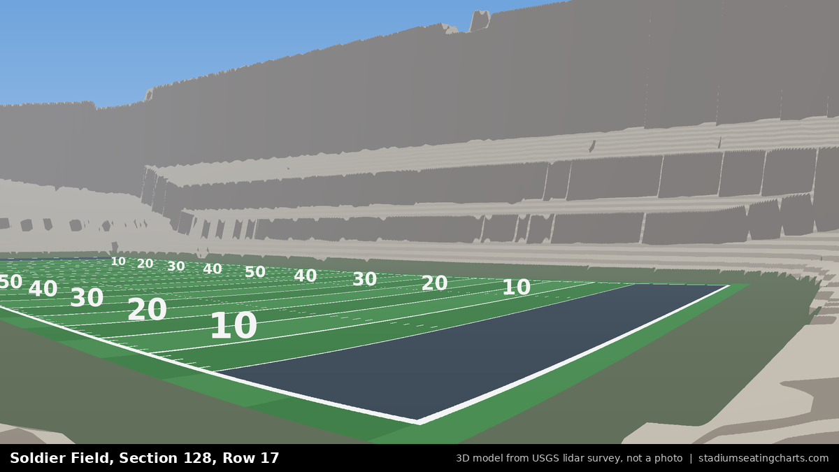 View from Soldier Field Section 128, Row 17, looking toward the field