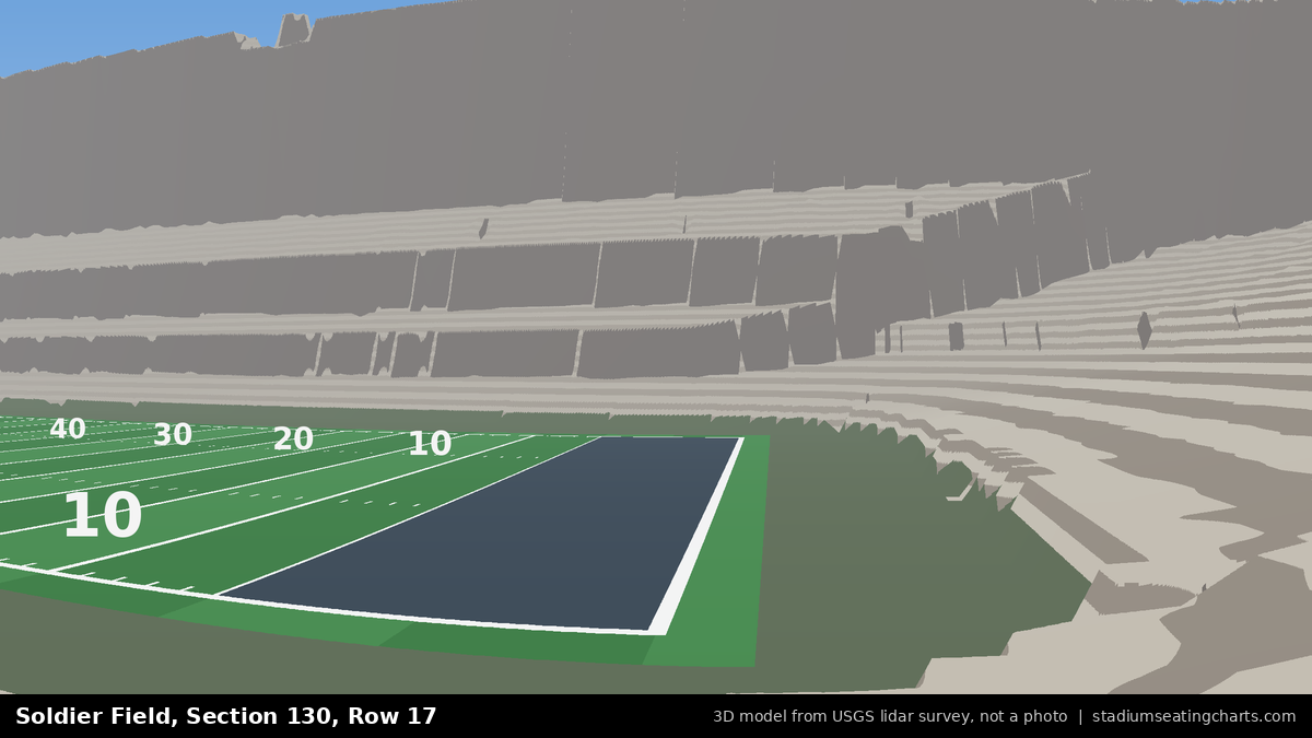 View from Soldier Field Section 130, Row 17, looking toward the field