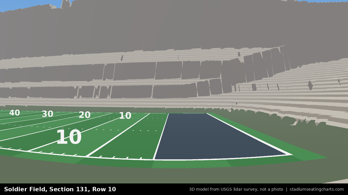 View from Soldier Field Section 131, Row 10, looking toward the field