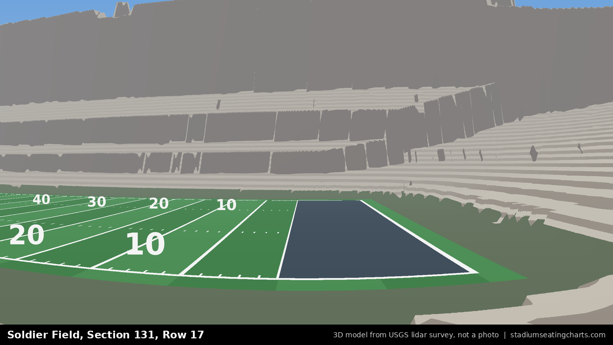 View from Soldier Field Section 131, Row 17, looking toward the field