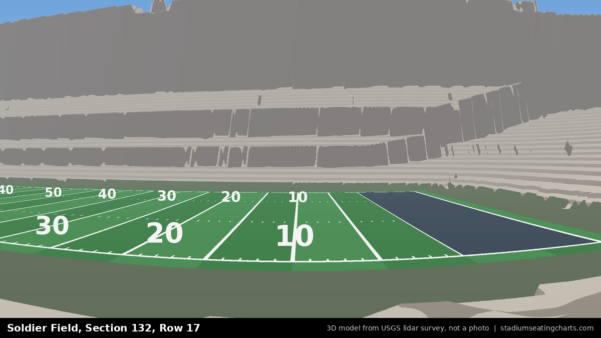 View from Soldier Field Section 132, Row 17, looking toward the field