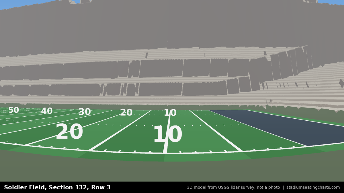 View from Soldier Field Section 132, Row 3, looking toward the field