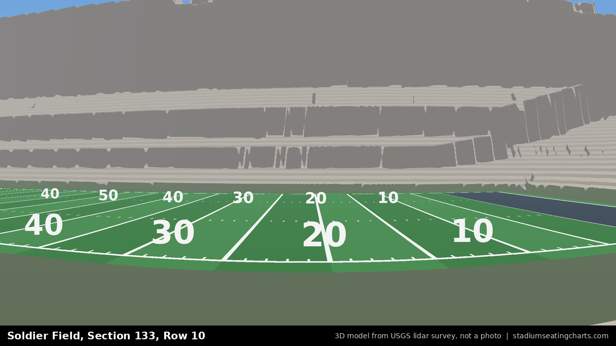 View from Soldier Field Section 133, Row 10, looking toward the field