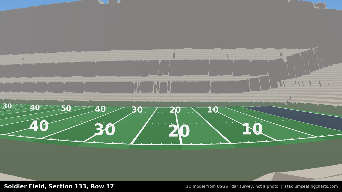 View from Soldier Field Section 133, Row 17, looking toward the field