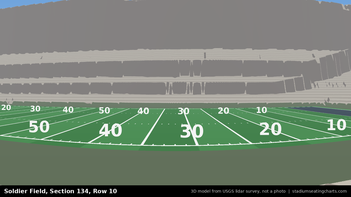 View from Soldier Field Section 134, Row 10, looking toward the field