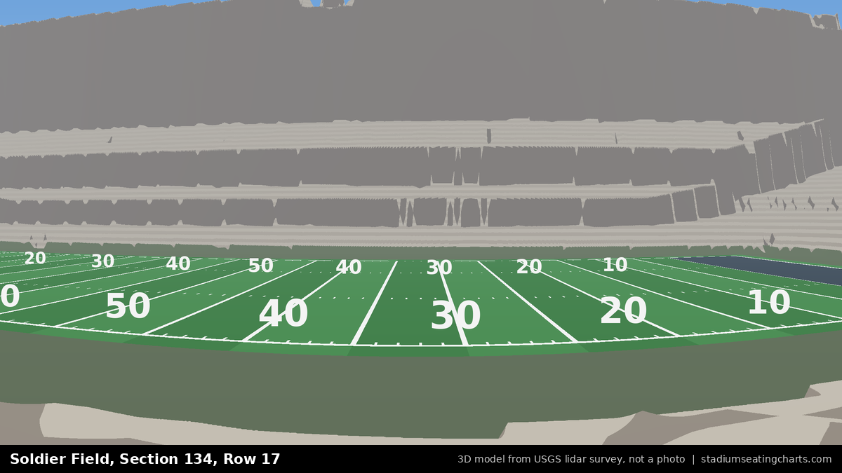 View from Soldier Field Section 134, Row 17, looking toward the field