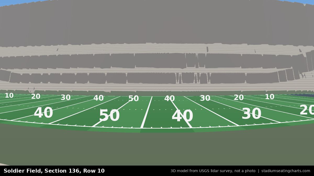 View from Soldier Field Section 136, Row 10, looking toward the field