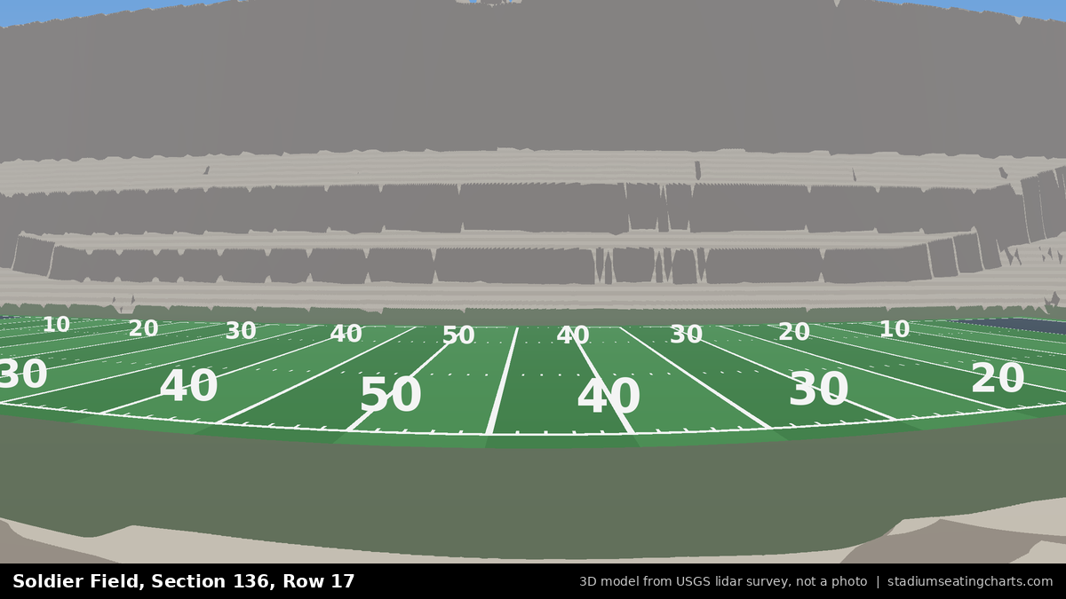 View from Soldier Field Section 136, Row 17, looking toward the field