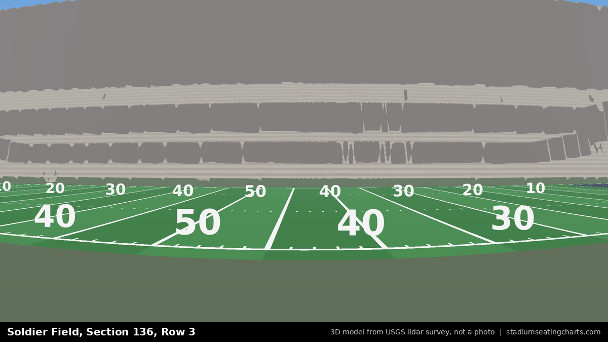View from Soldier Field Section 136, Row 3, looking toward the field