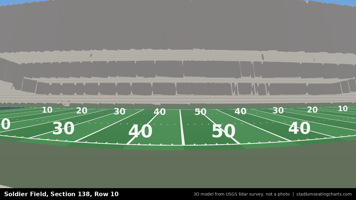 View from Soldier Field Section 138, Row 10, looking toward the field