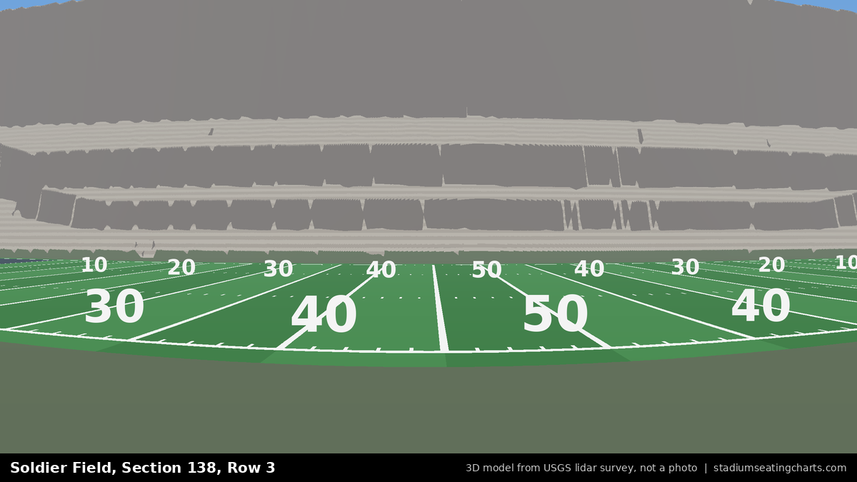 View from Soldier Field Section 138, Row 3, looking toward the field