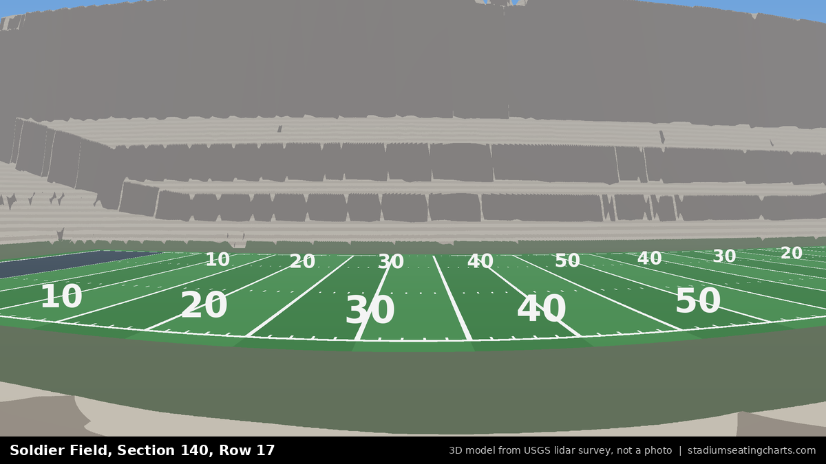 View from Soldier Field Section 140, Row 17, looking toward the field