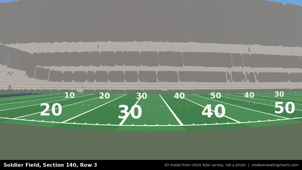 View from Soldier Field Section 140, Row 3, looking toward the field