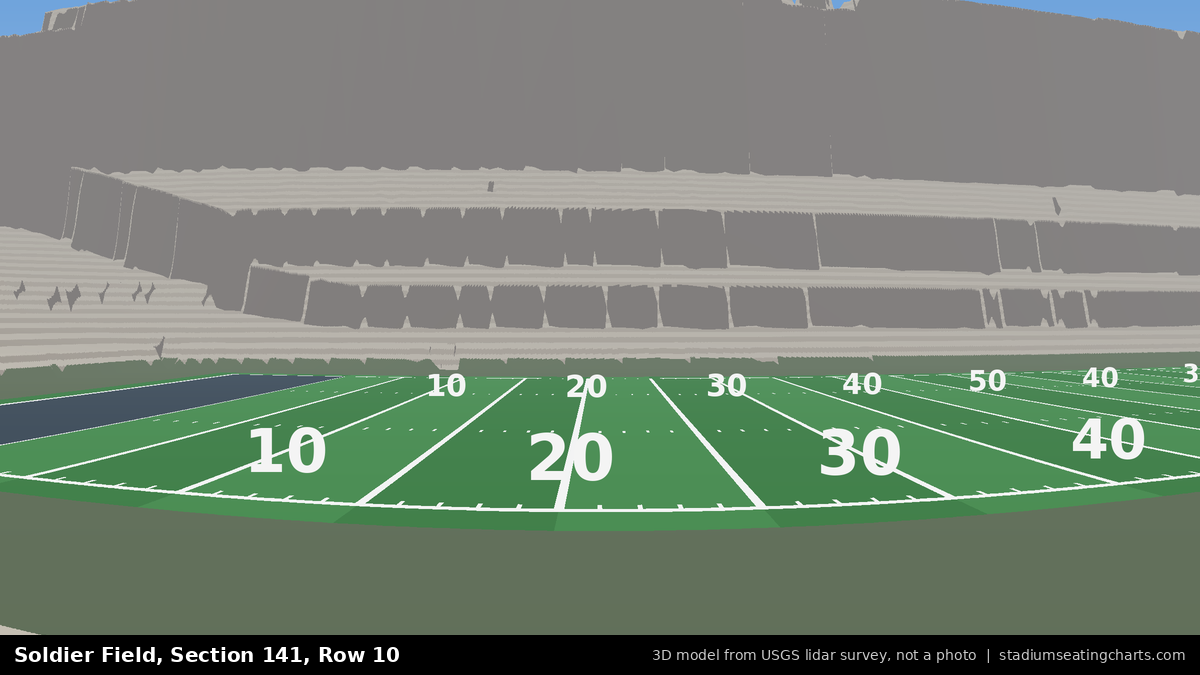 View from Soldier Field Section 141, Row 10, looking toward the field
