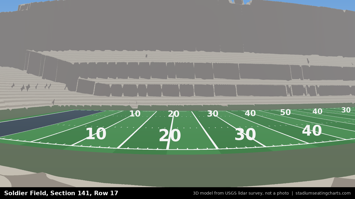 View from Soldier Field Section 141, Row 17, looking toward the field