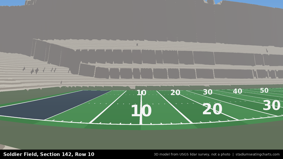 View from Soldier Field Section 142, Row 10, looking toward the field