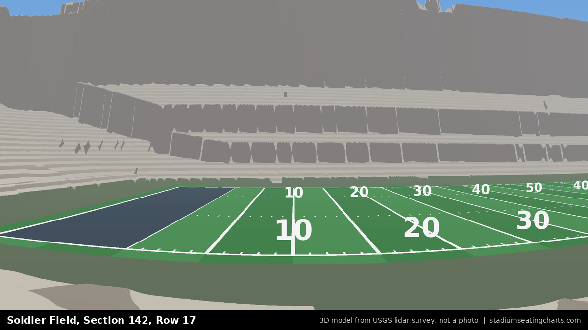 View from Soldier Field Section 142, Row 17, looking toward the field