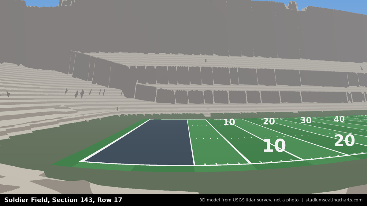 View from Soldier Field Section 143, Row 17, looking toward the field