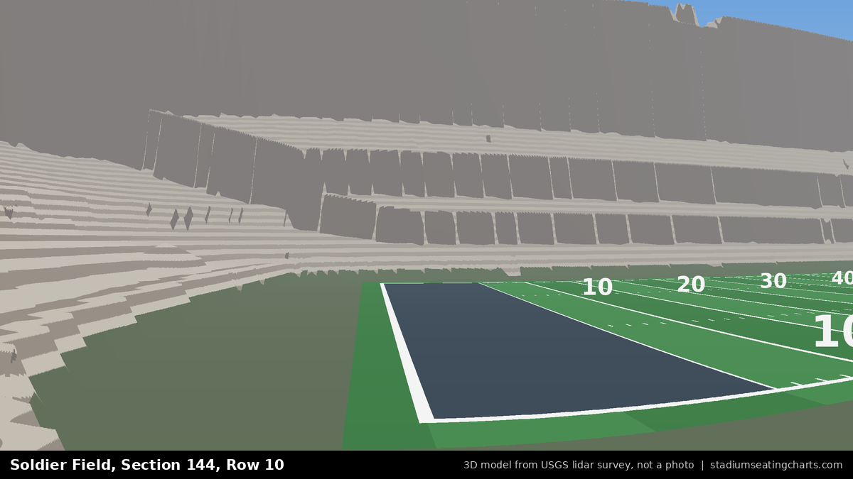 View from Soldier Field Section 144, Row 10, looking toward the field