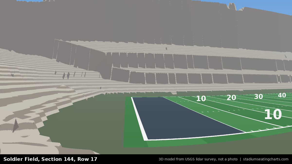 View from Soldier Field Section 144, Row 17, looking toward the field